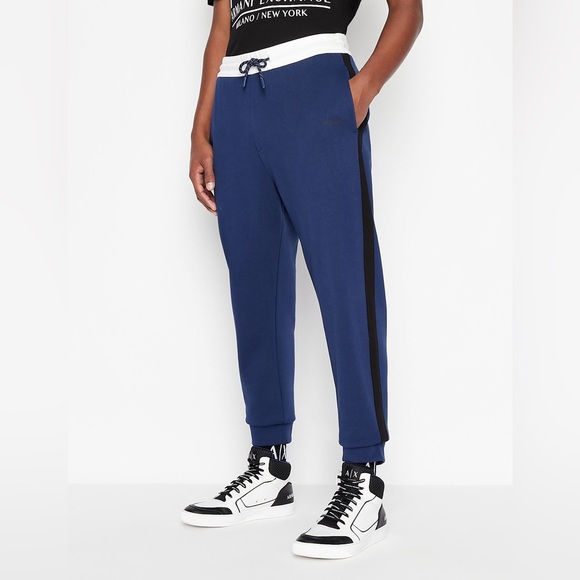 Armani Exchange Trouser Navy Black White Sweatpant 3LZPLA ZJ4XZ 85BM - Picture 3 of 6